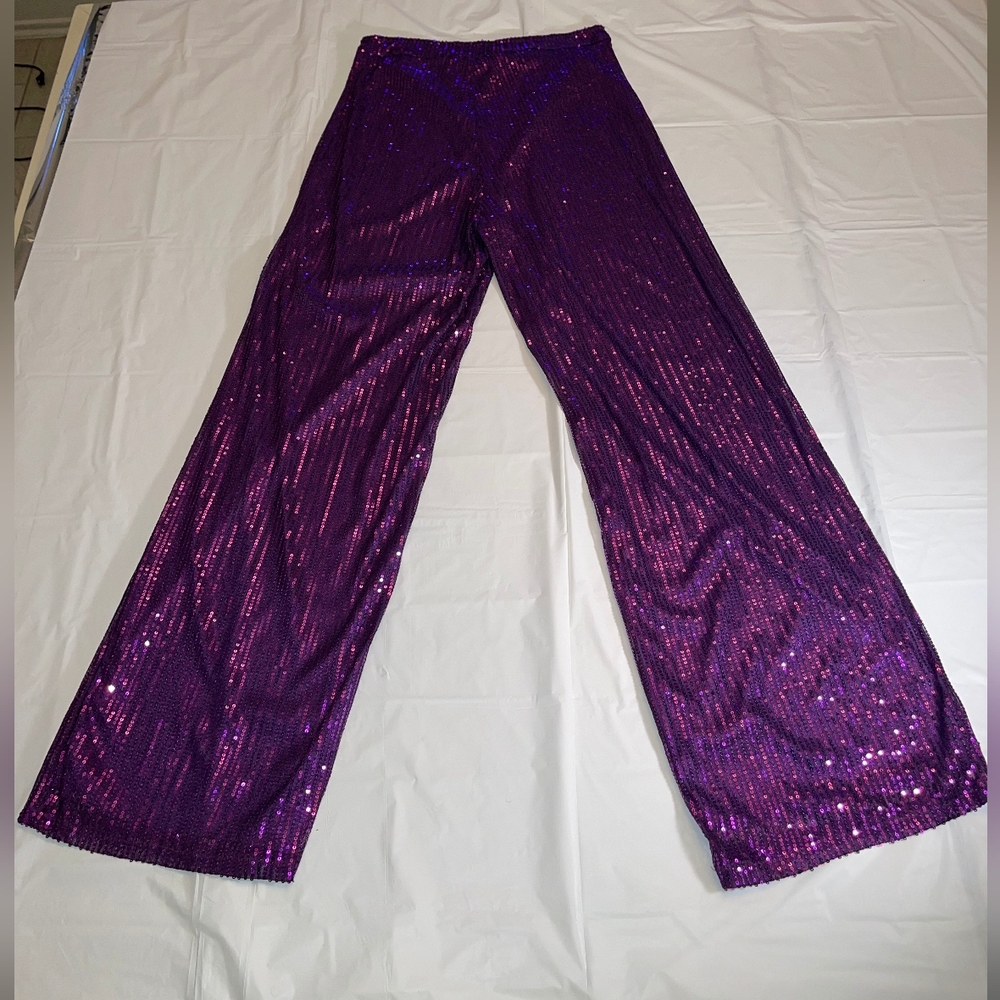 Mardi Gras Purple Wide leg Sequin Pants